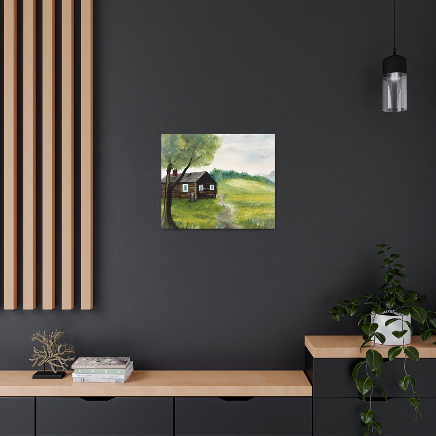 Canvas print of original oil painting of a cabin in the Blue ridge mountains