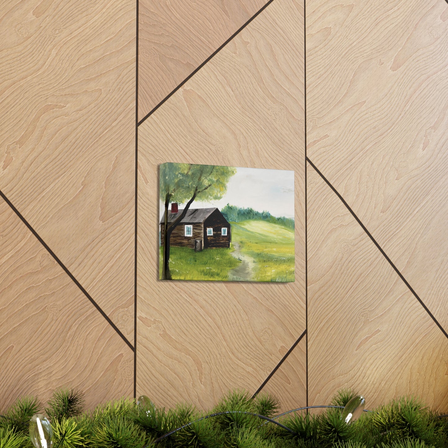 Canvas print of original oil painting of a cabin in the Blue ridge mountains