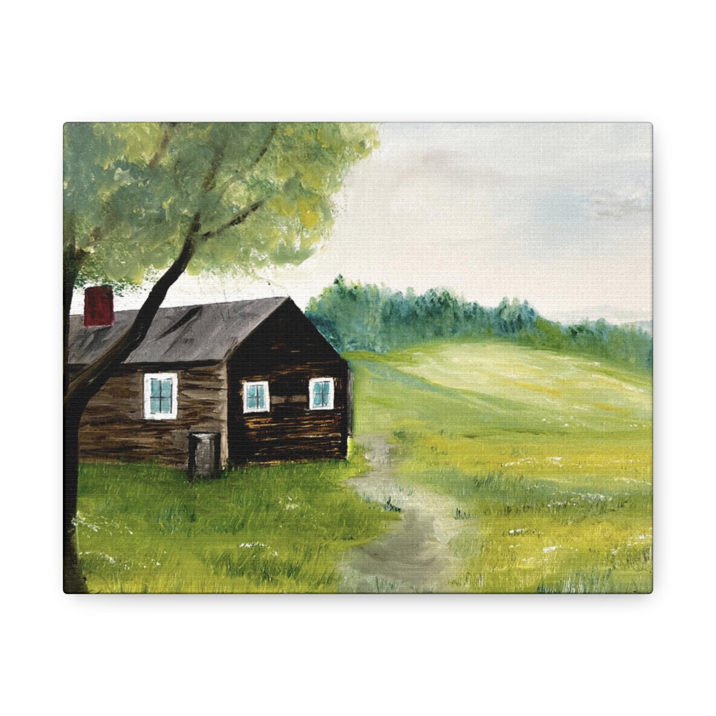 Canvas print of original oil painting of a cabin in the Blue ridge mountains