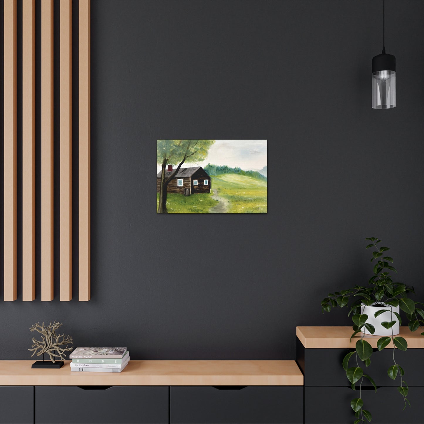 Canvas print of original oil painting of a cabin in the Blue ridge mountains