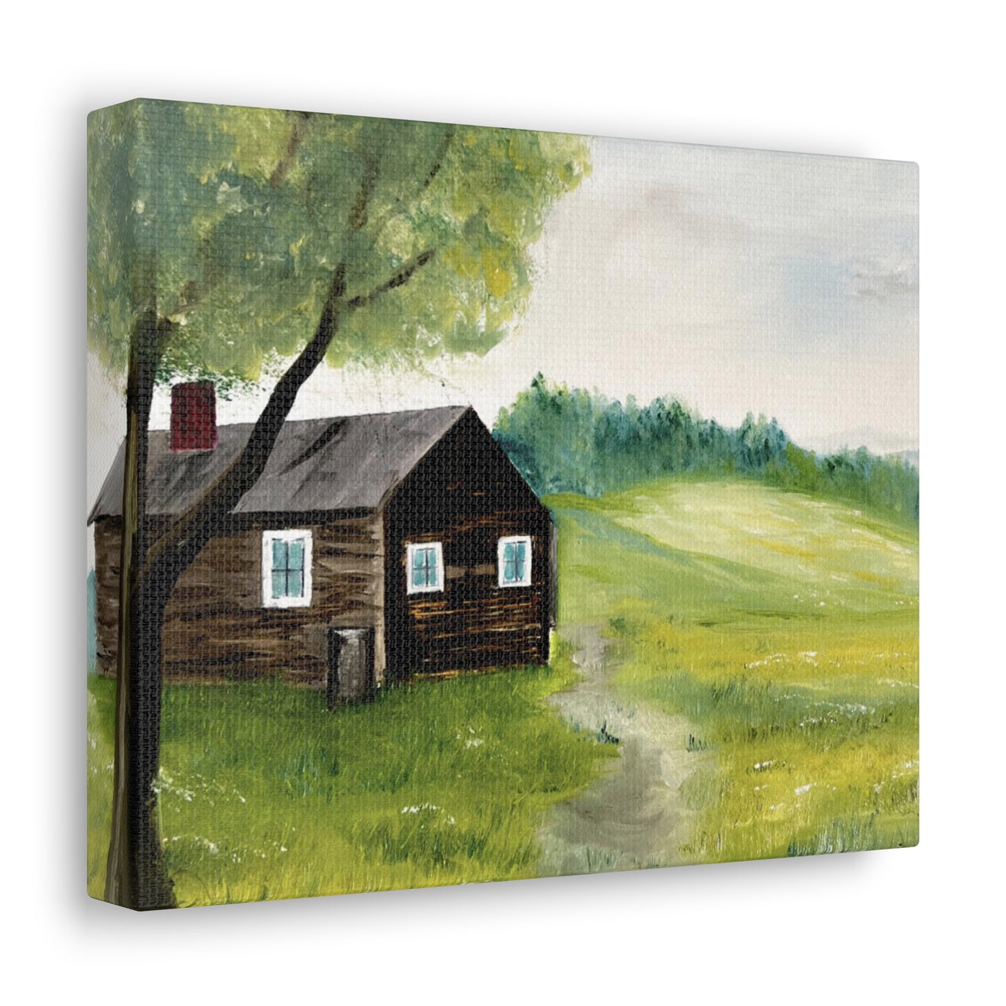 Canvas print of original oil painting of a cabin in the Blue ridge mountains