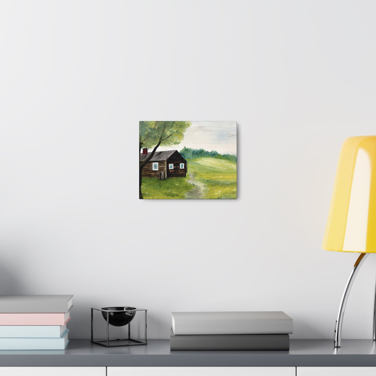 Canvas print of original oil painting of a cabin in the Blue ridge mountains